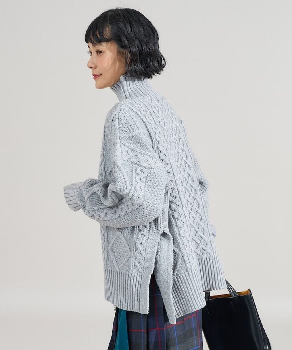 FREAKS STORE 立體混色麻花編織高領毛衣_12