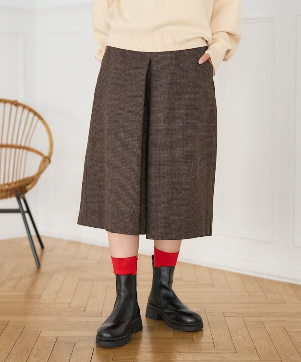 FREAKS STORE 羊毛質感溫暖寬版裙褲_8