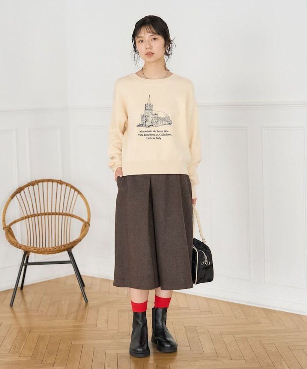 FREAKS STORE 羊毛質感溫暖寬版裙褲_3