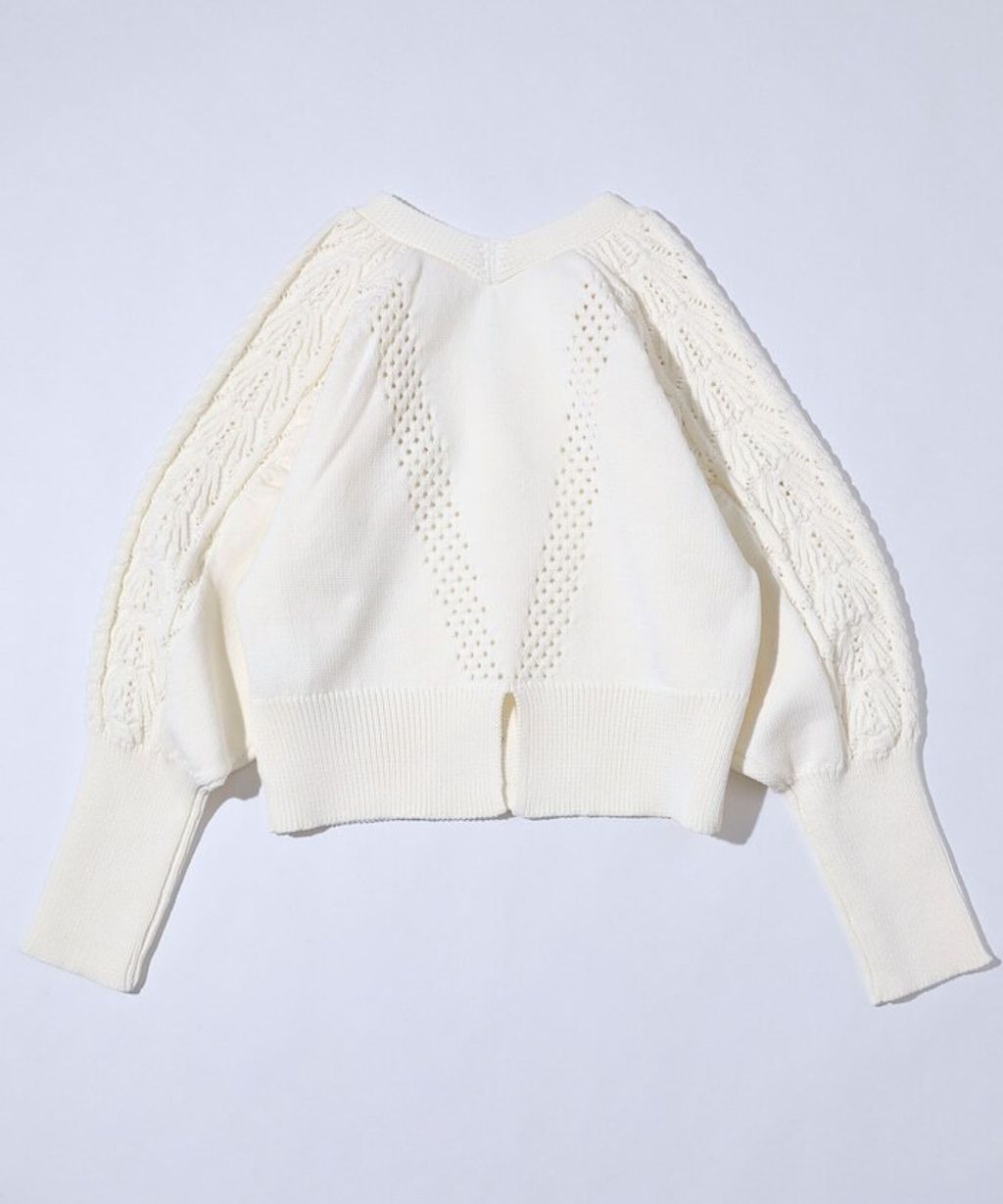 FREAKS STORE 立體麻花編織澎袖貝殼釦針織外套_47