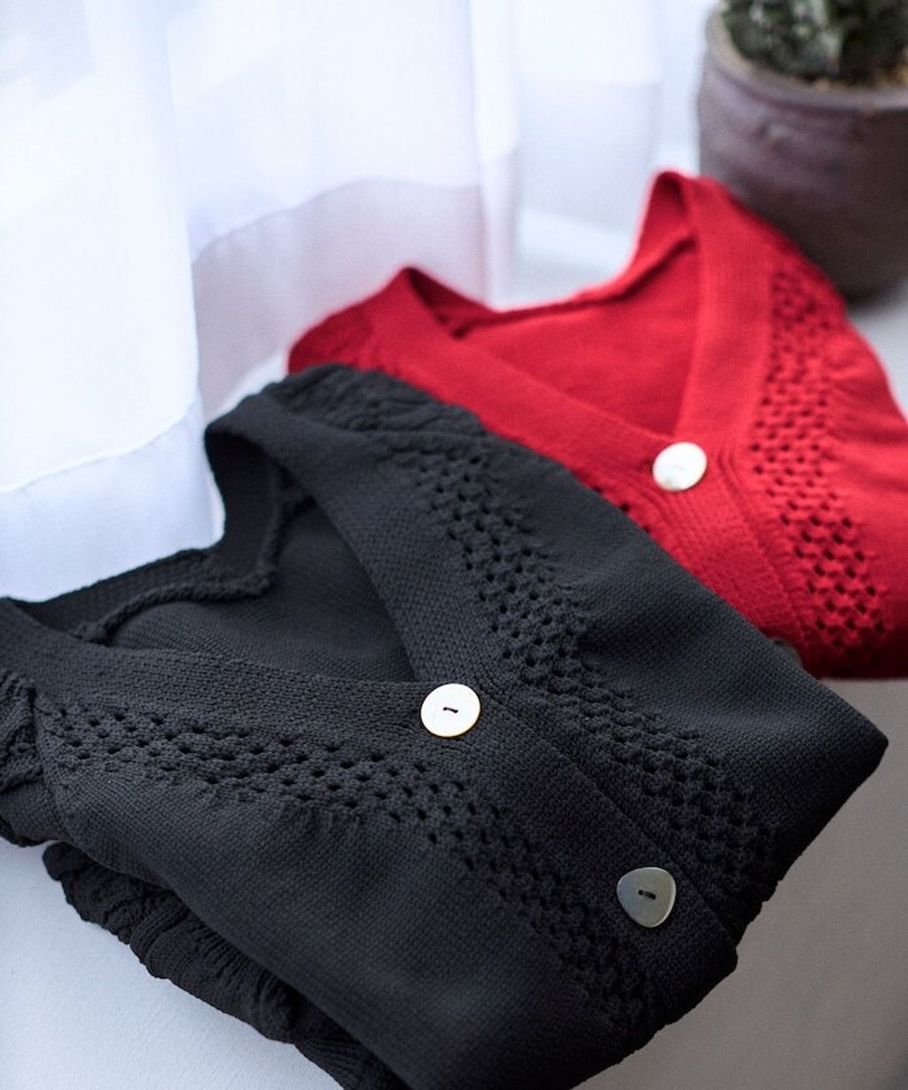 FREAKS STORE 立體麻花編織澎袖貝殼釦針織外套_40