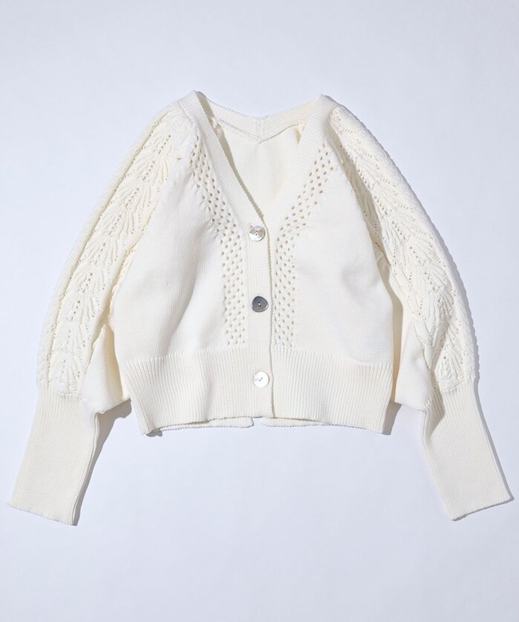 FREAKS STORE 立體麻花編織澎袖貝殼釦針織外套_41