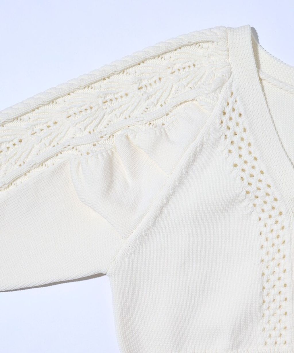 FREAKS STORE 立體麻花編織澎袖貝殼釦針織外套_43