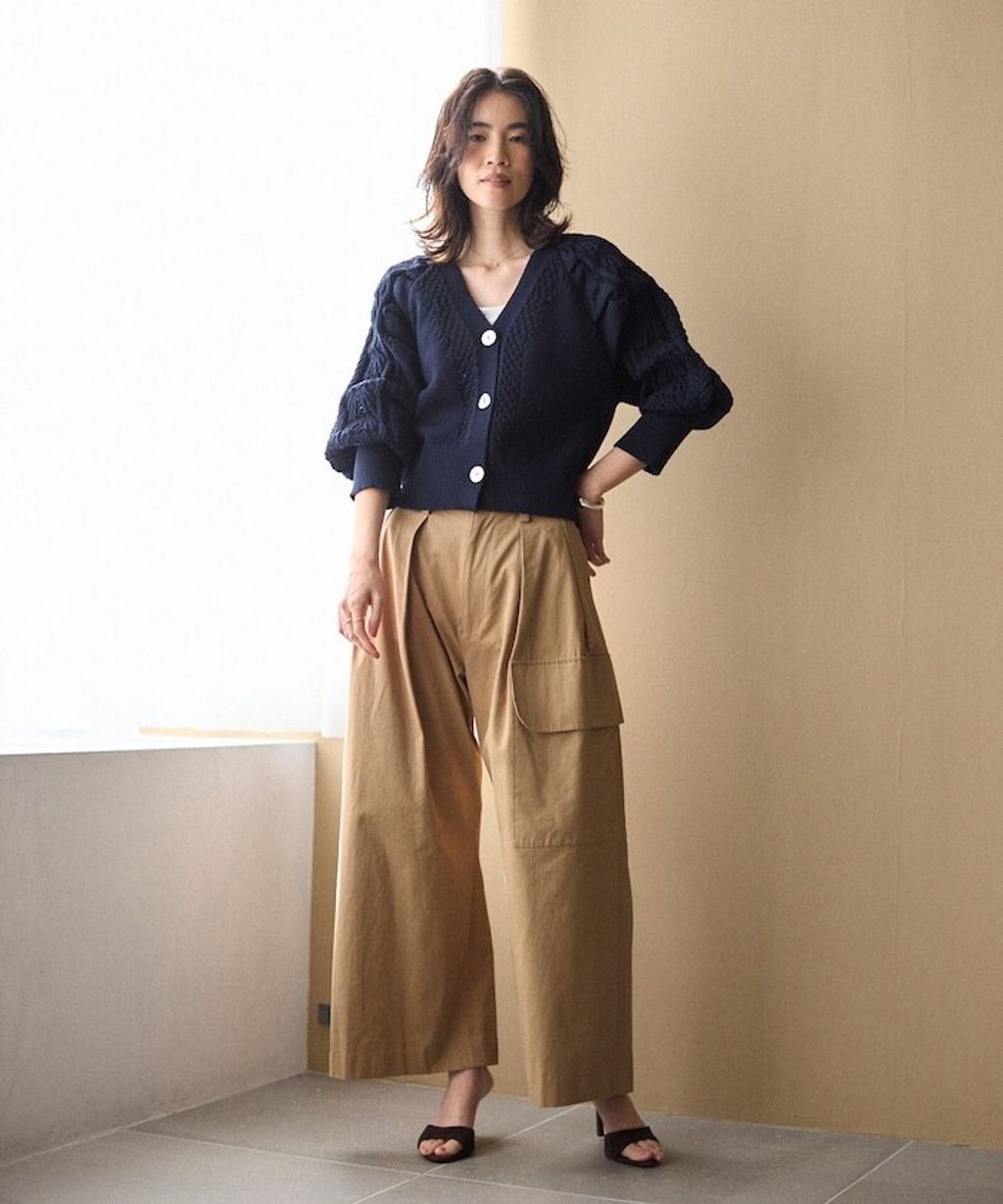 FREAKS STORE 立體麻花編織澎袖貝殼釦針織外套_34