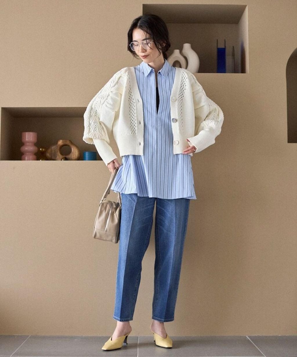 FREAKS STORE 立體麻花編織澎袖貝殼釦針織外套_18