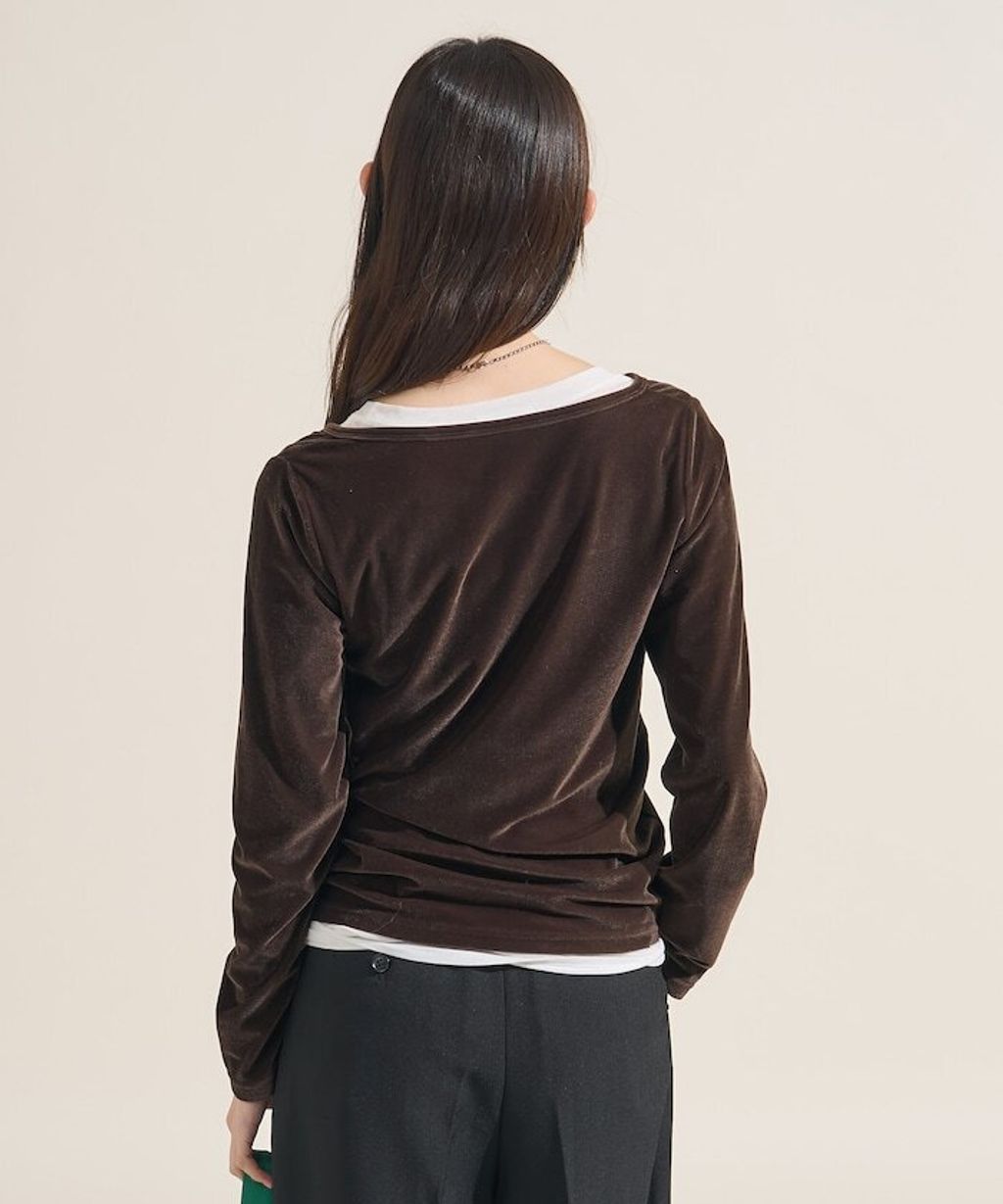 FREAKS STORE 天鵝絨亨利領修身長袖上衣_20