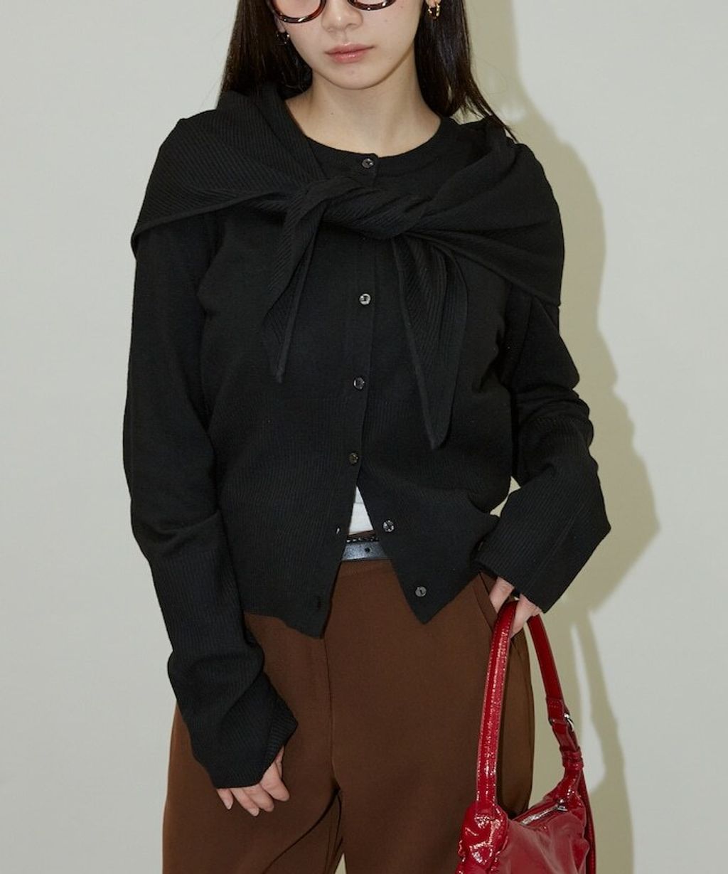 FREAKS STORE 圓領針織親膚開襟衫套組(附多功能披肩)_42