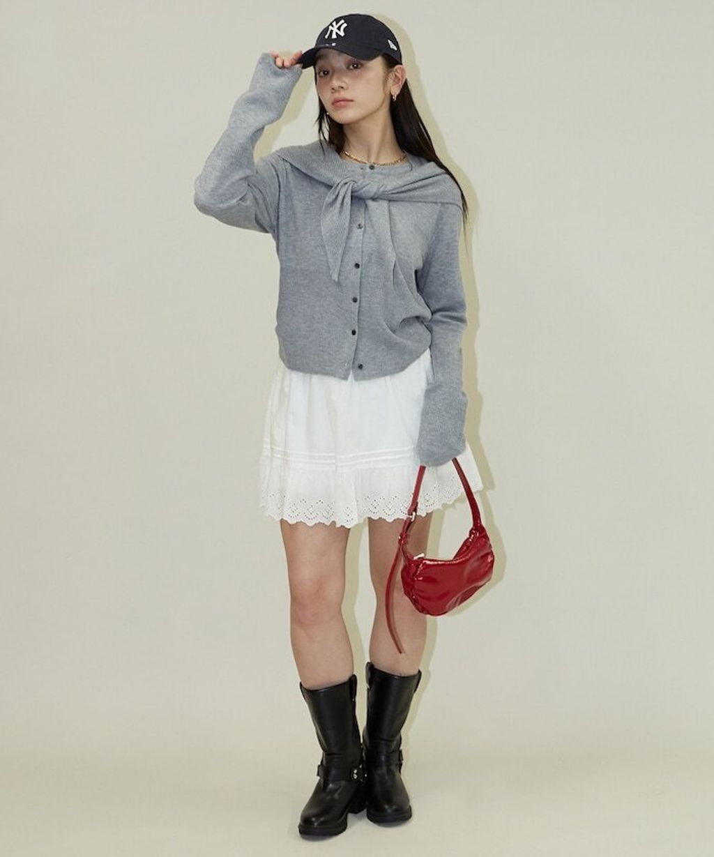 FREAKS STORE 圓領針織親膚開襟衫套組(附多功能披肩)_10