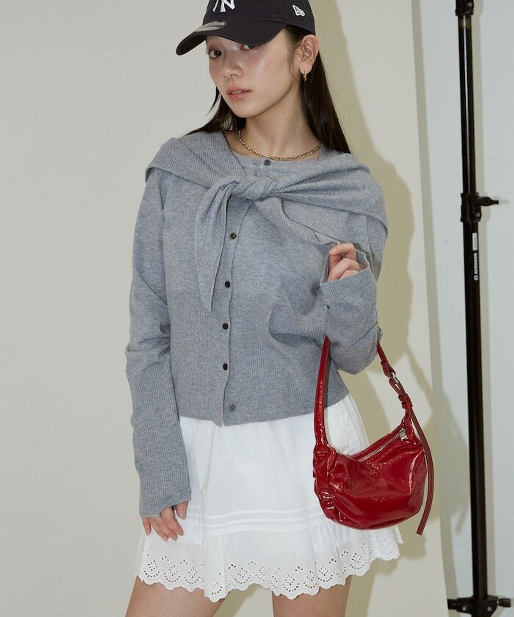 FREAKS STORE 圓領針織親膚開襟衫套組(附多功能披肩)_7