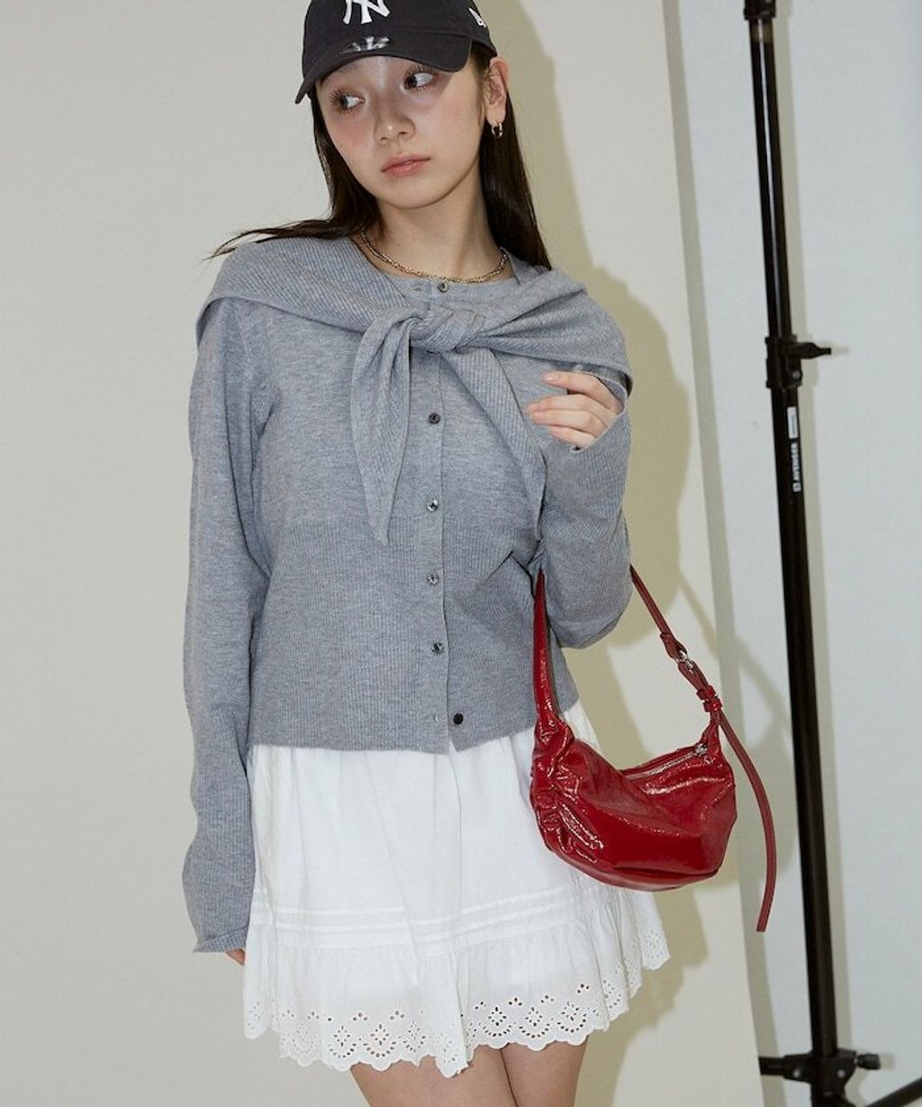 FREAKS STORE 圓領針織親膚開襟衫套組(附多功能披肩)_2