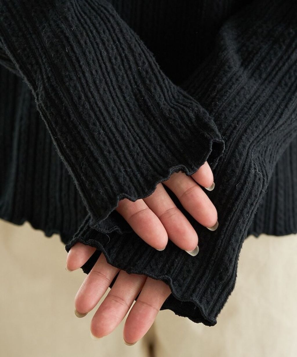 FREAKS STORE 細編麻花保暖POLO領針織上衣_43