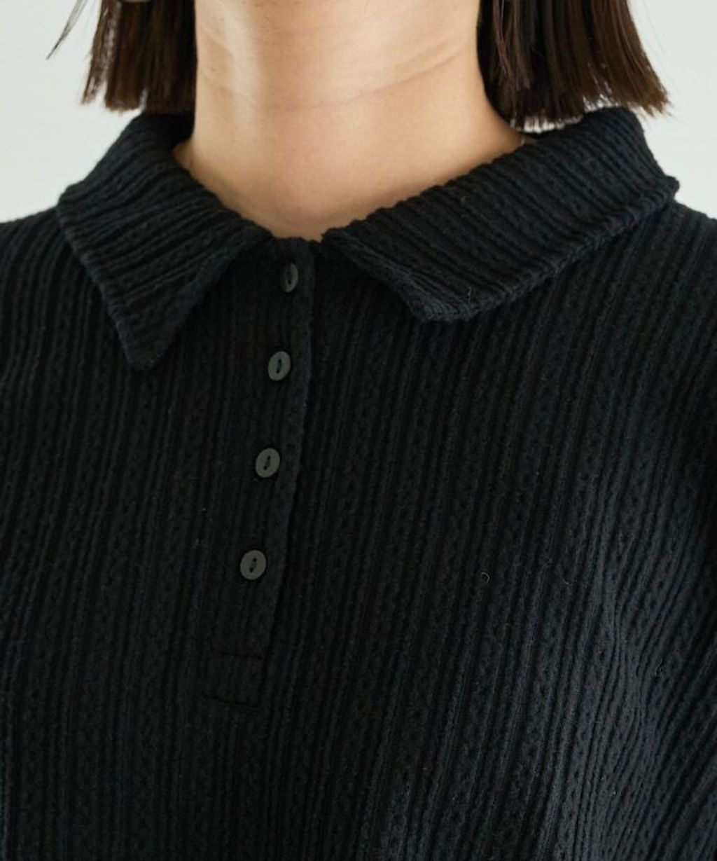 FREAKS STORE 細編麻花保暖POLO領針織上衣_39