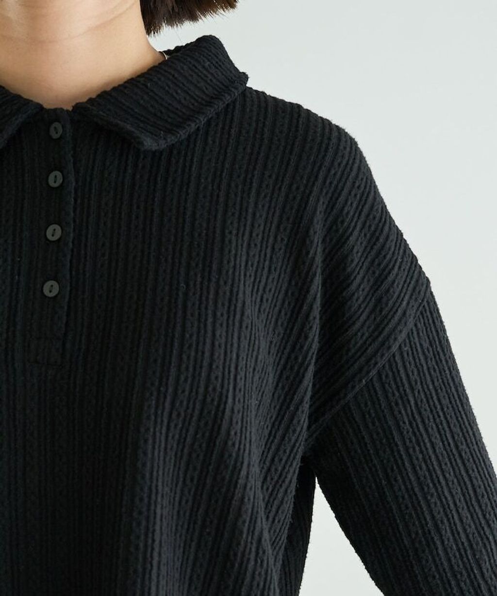 FREAKS STORE 細編麻花保暖POLO領針織上衣_40