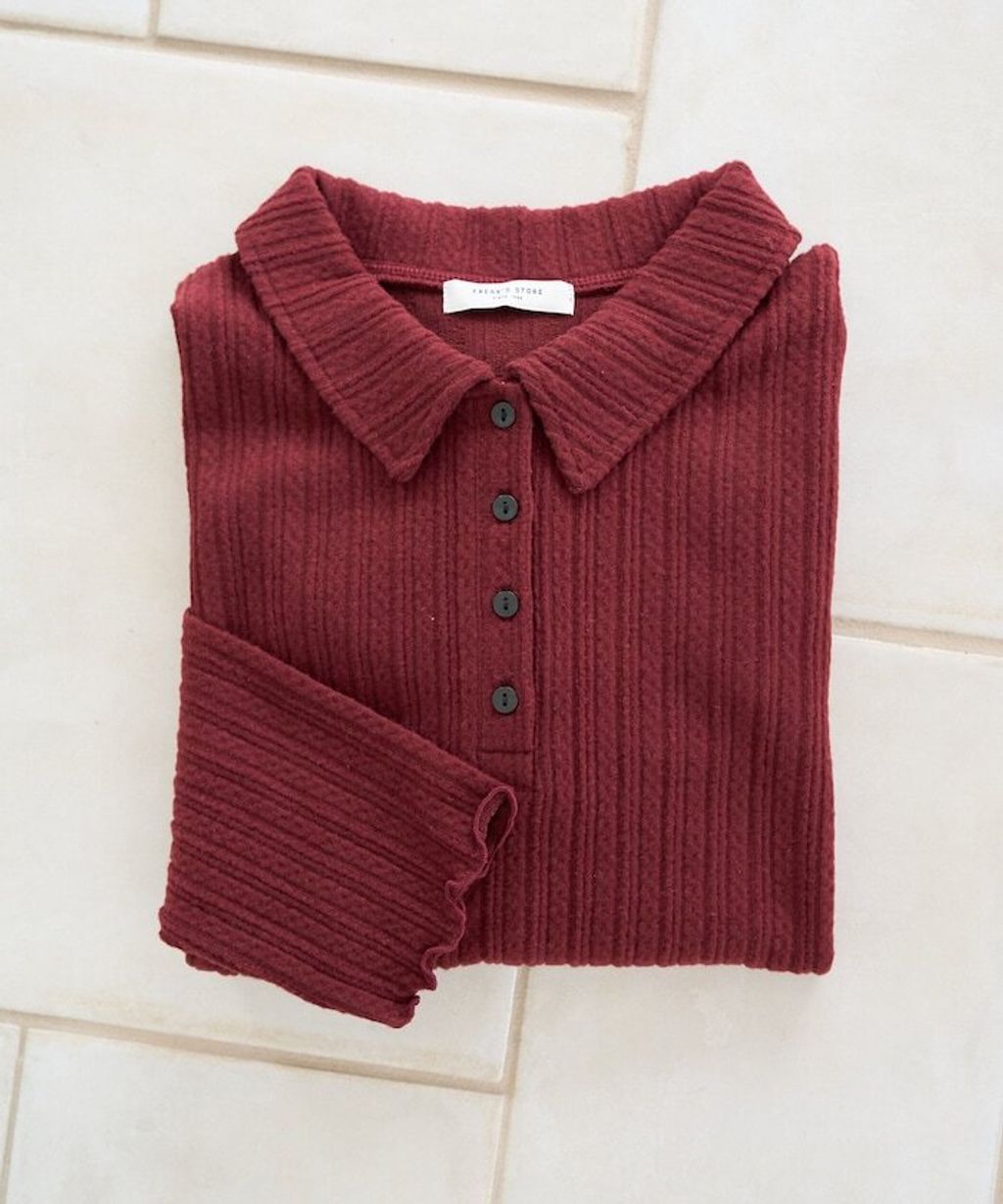 FREAKS STORE 細編麻花保暖POLO領針織上衣_26
