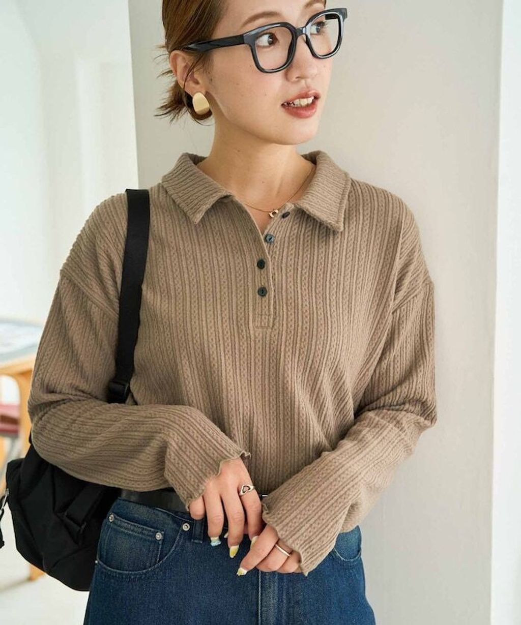 FREAKS STORE 細編麻花保暖POLO領針織上衣_18