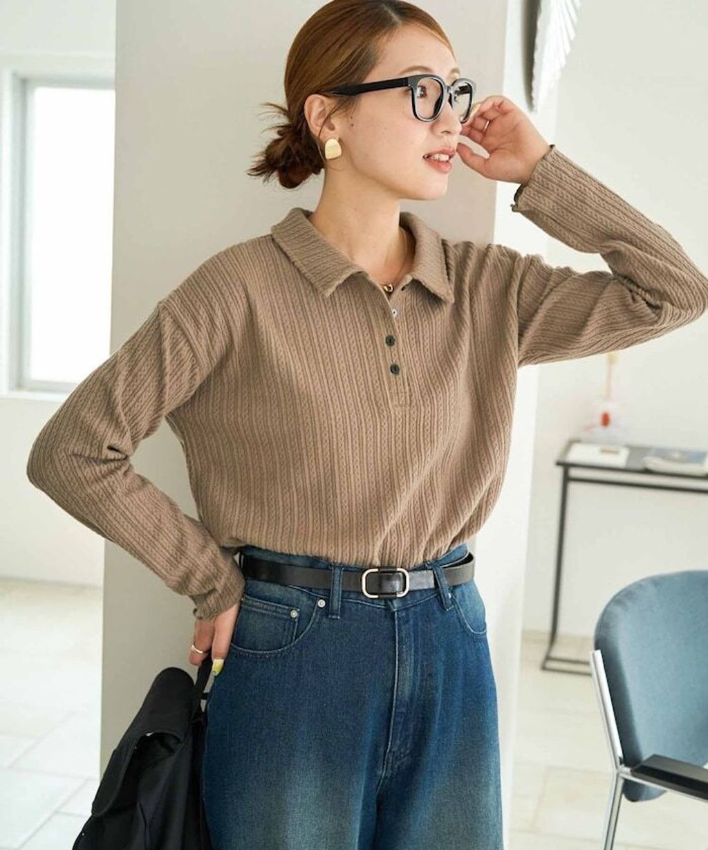 FREAKS STORE 細編麻花保暖POLO領針織上衣_16