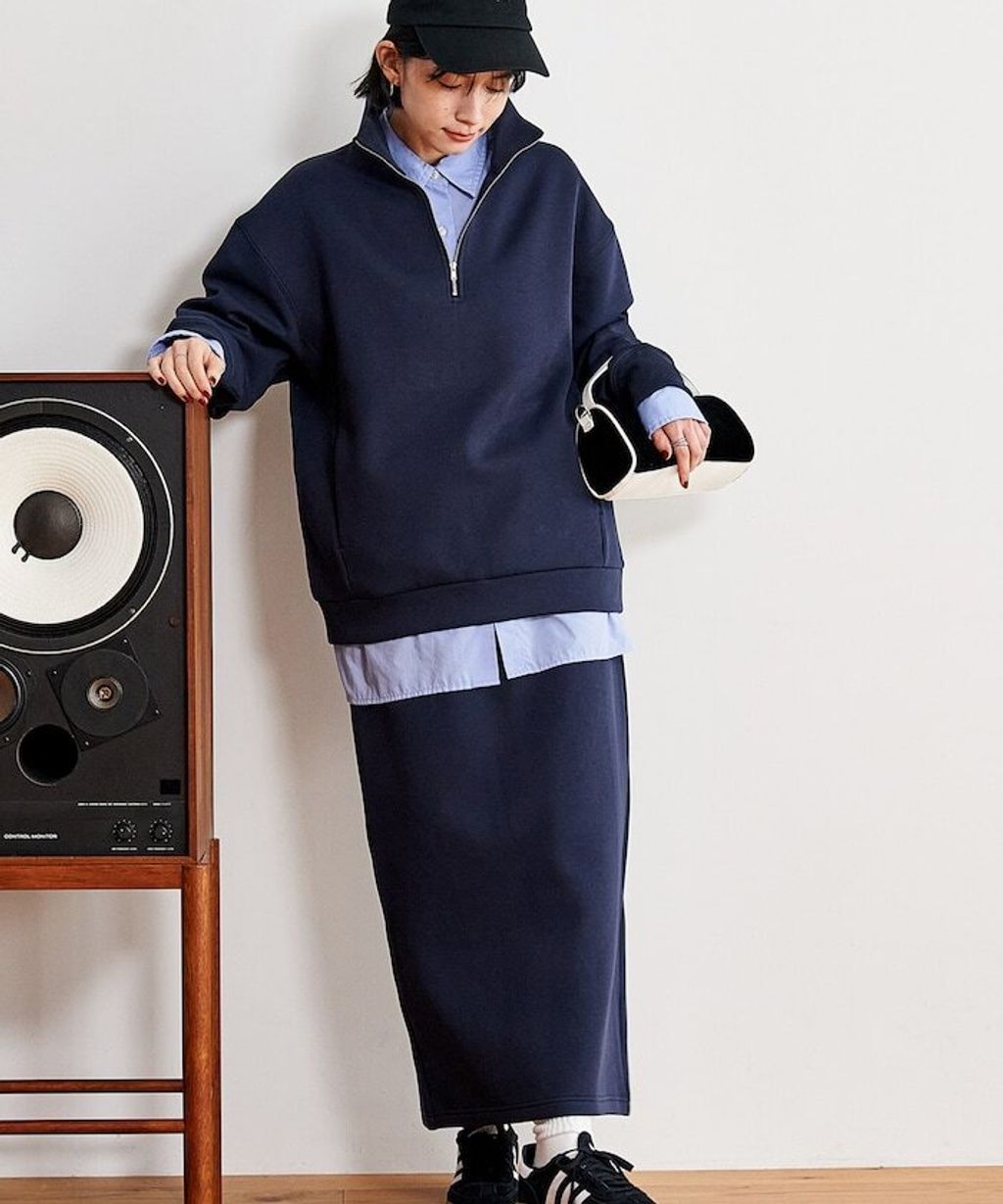 FREAKS STORE 太空棉半開襟上衣+修身長裙兩套組_6