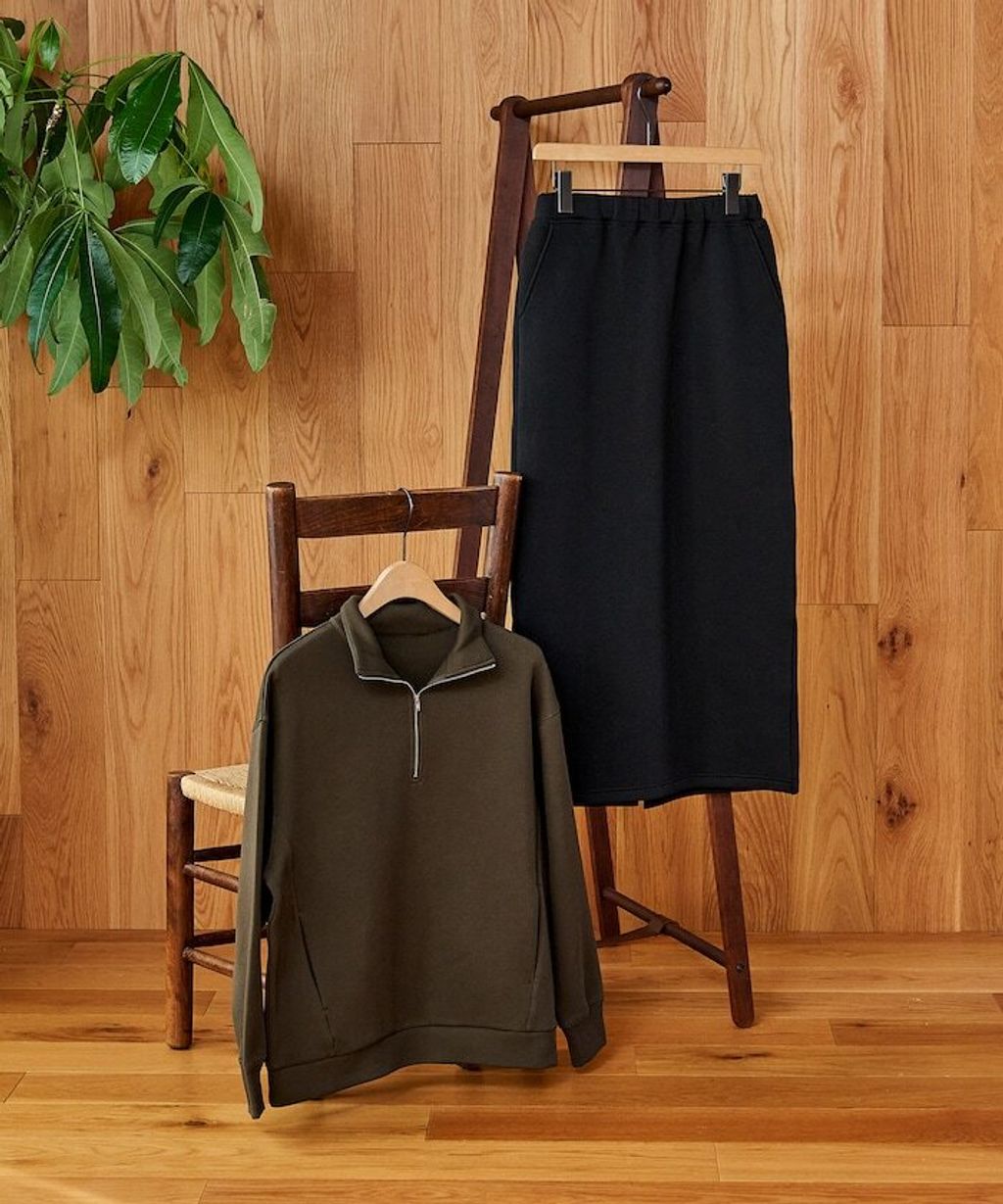 FREAKS STORE 太空棉半開襟上衣+修身長裙兩套組_4