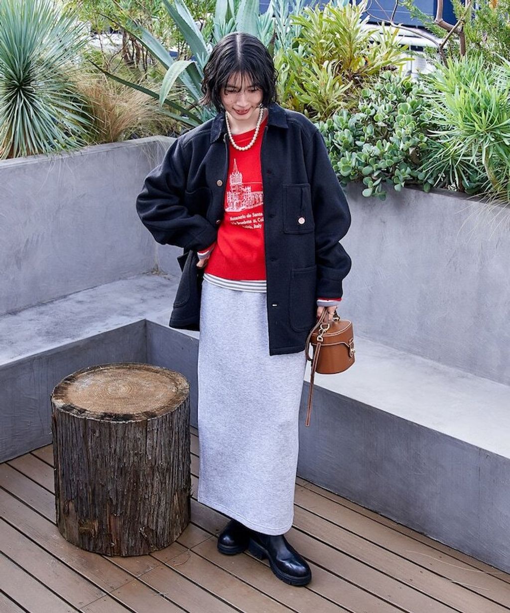 FREAKS STORE 太空棉半開襟上衣+修身長裙兩套組_60