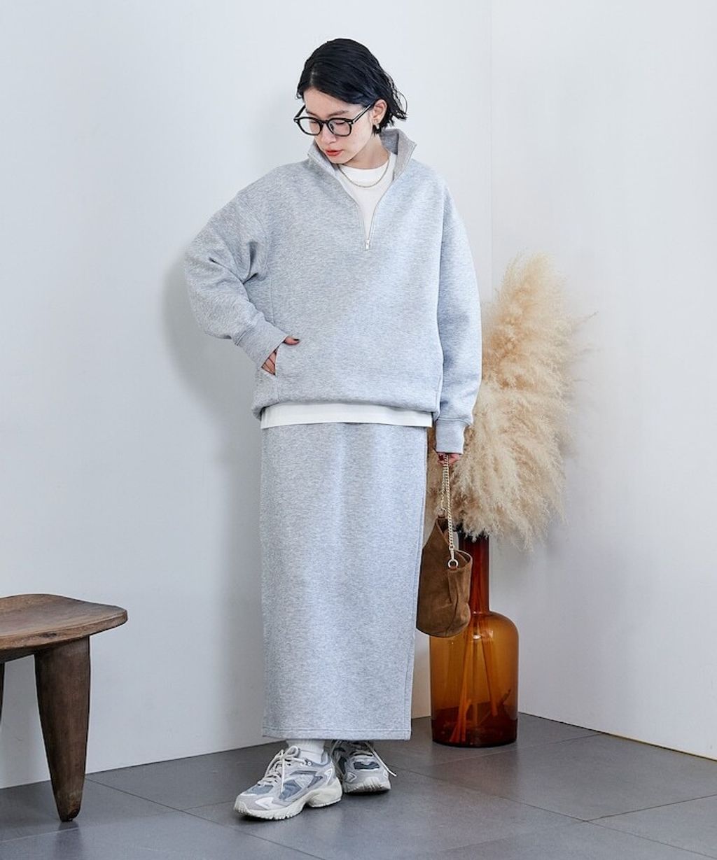 FREAKS STORE 太空棉半開襟上衣+修身長裙兩套組_45