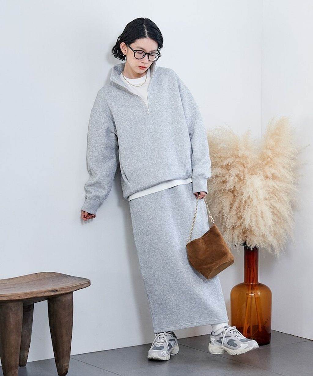 FREAKS STORE 太空棉半開襟上衣+修身長裙兩套組_44