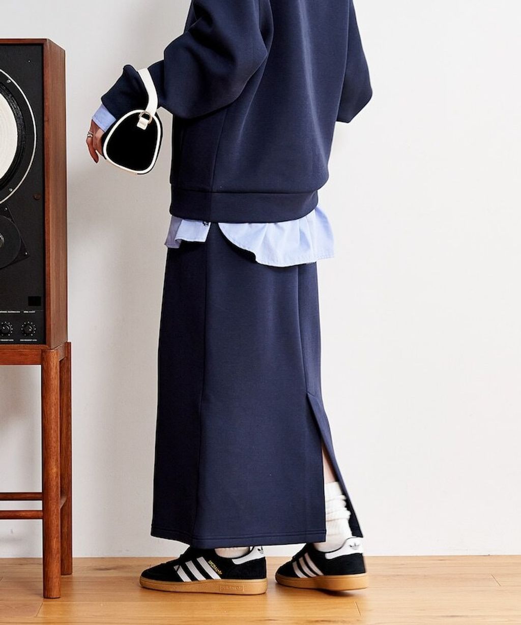 FREAKS STORE 太空棉半開襟上衣+修身長裙兩套組_25