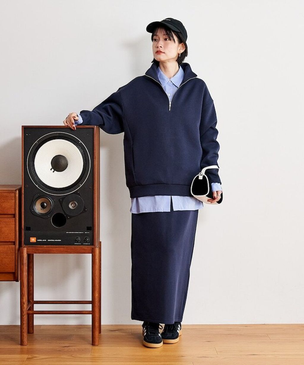 FREAKS STORE 太空棉半開襟上衣+修身長裙兩套組_8