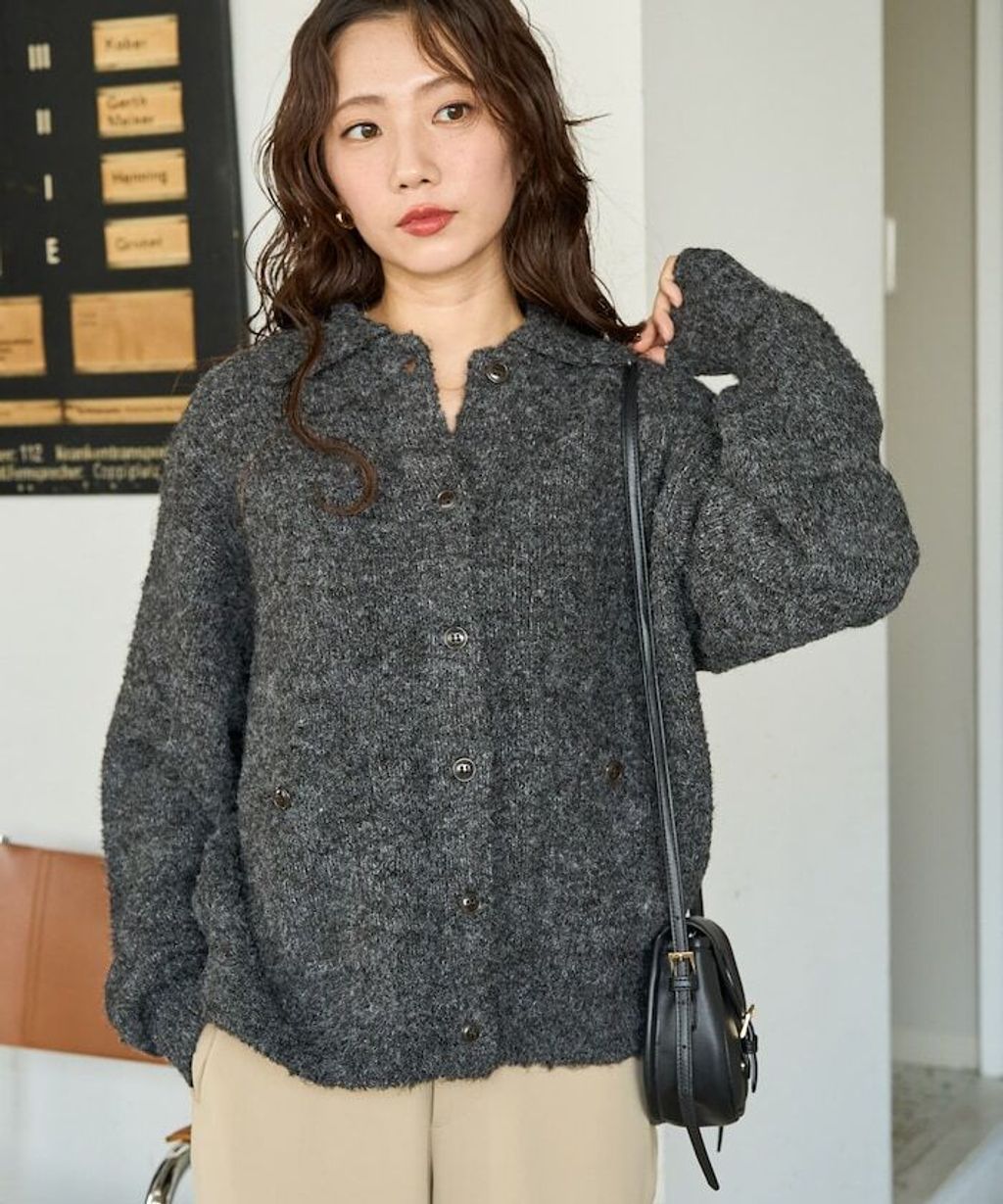 FREAKS STORE 法式復古暖感毛圈布POLO領針織開襟衫_4