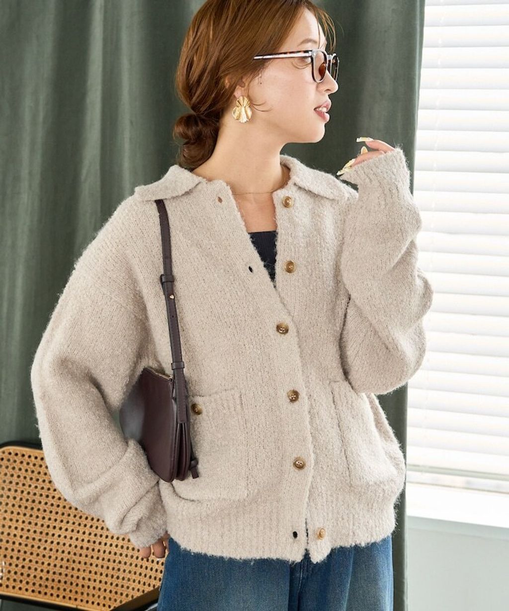 FREAKS STORE 法式復古暖感毛圈布POLO領針織開襟衫_1