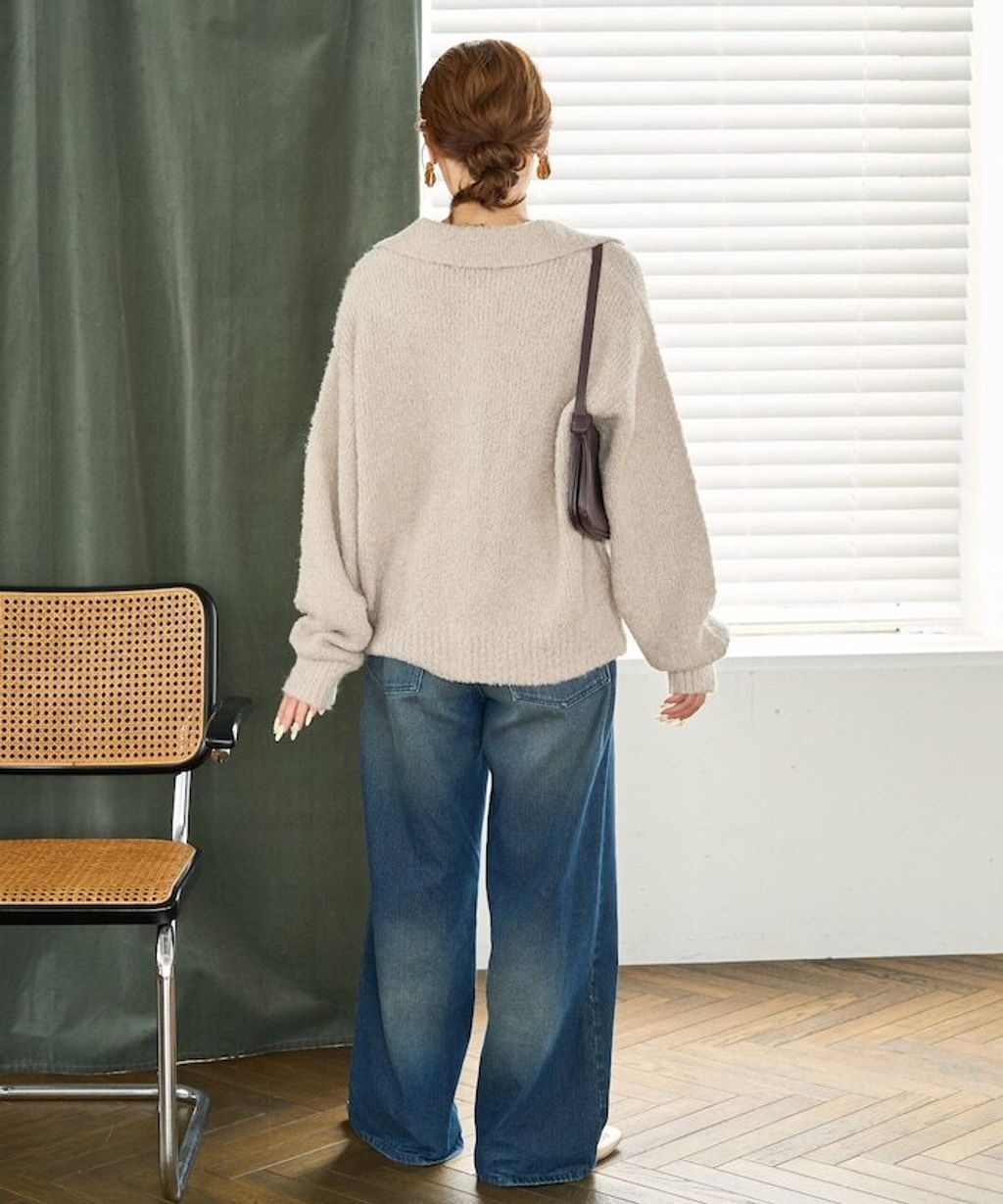 FREAKS STORE 法式復古暖感毛圈布POLO領針織開襟衫_8