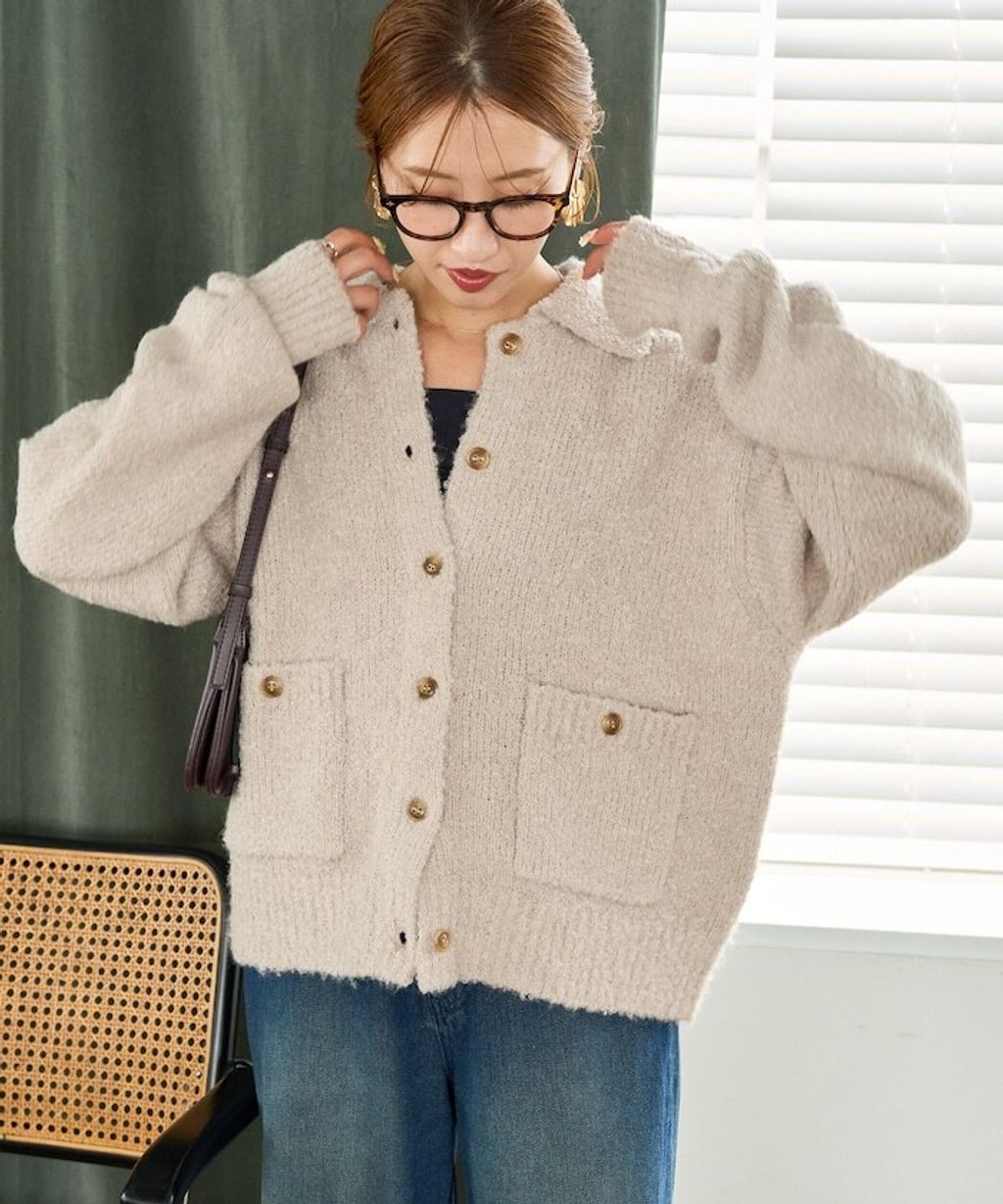 FREAKS STORE 法式復古暖感毛圈布POLO領針織開襟衫_10