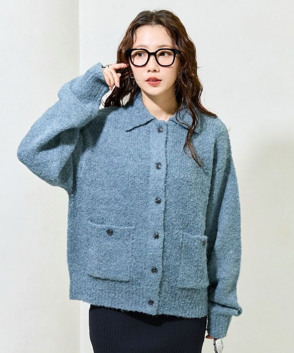 FREAKS STORE 法式復古暖感毛圈布POLO領針織開襟衫_46