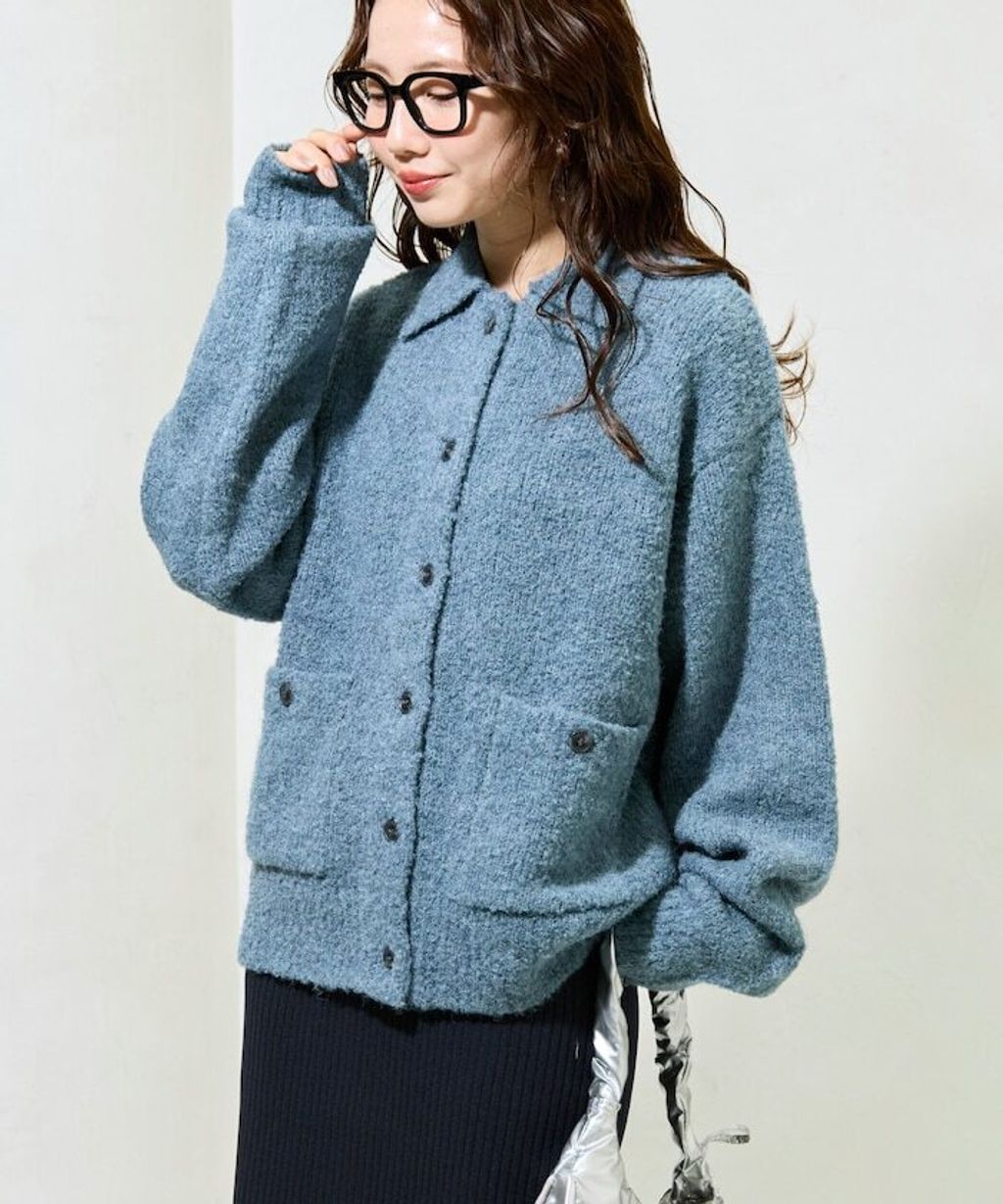 FREAKS STORE 法式復古暖感毛圈布POLO領針織開襟衫_43