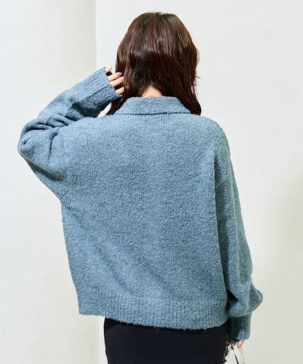 FREAKS STORE 法式復古暖感毛圈布POLO領針織開襟衫_45