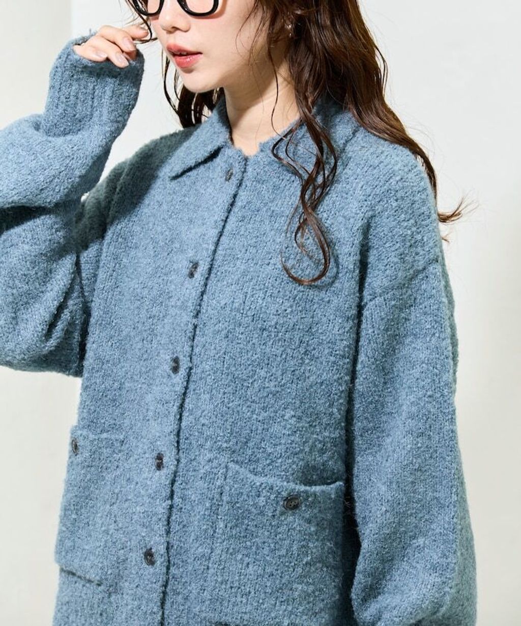 FREAKS STORE 法式復古暖感毛圈布POLO領針織開襟衫_48