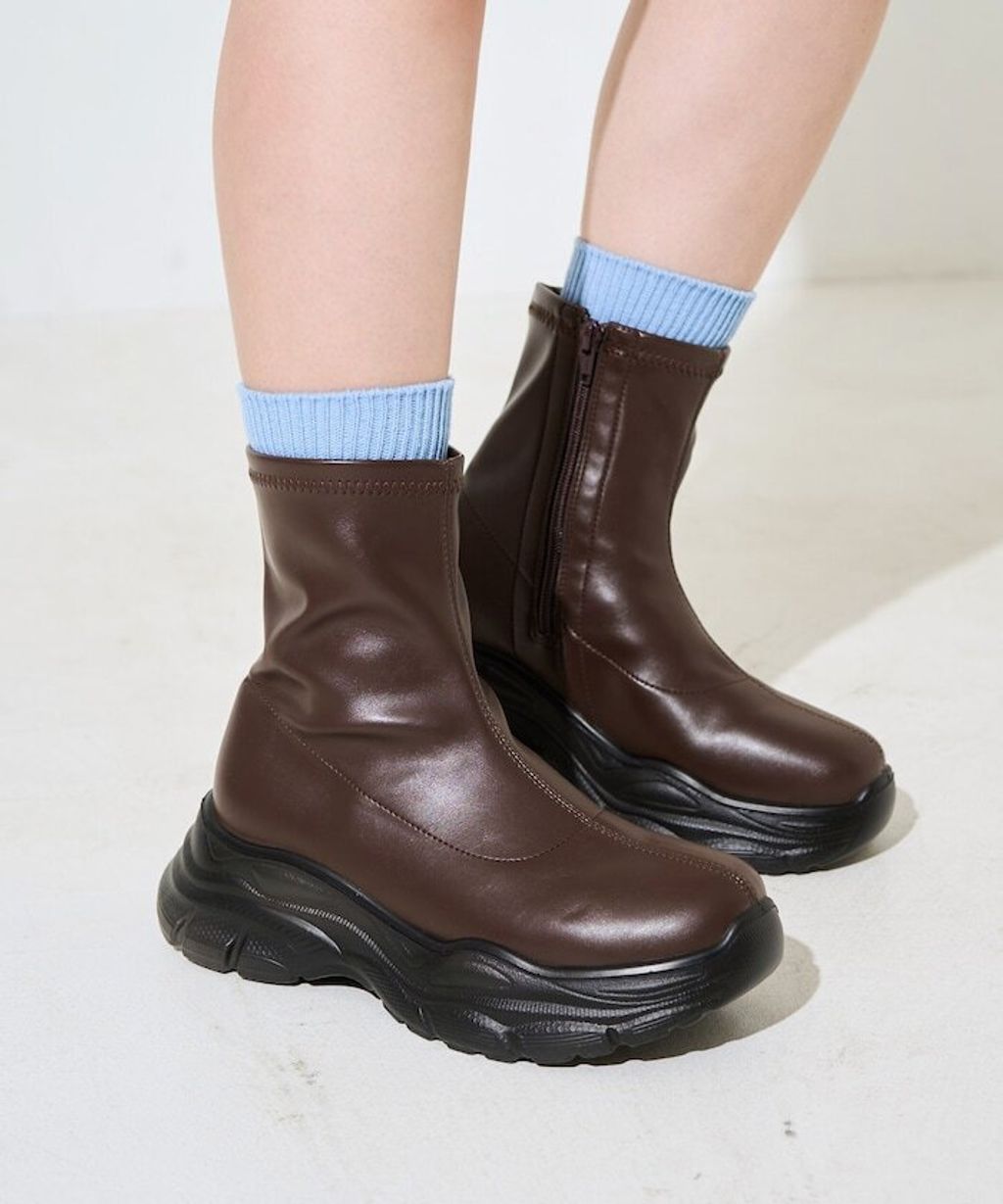 FREAKS STORE 防潑水防滑厚底皮革質感短靴_17