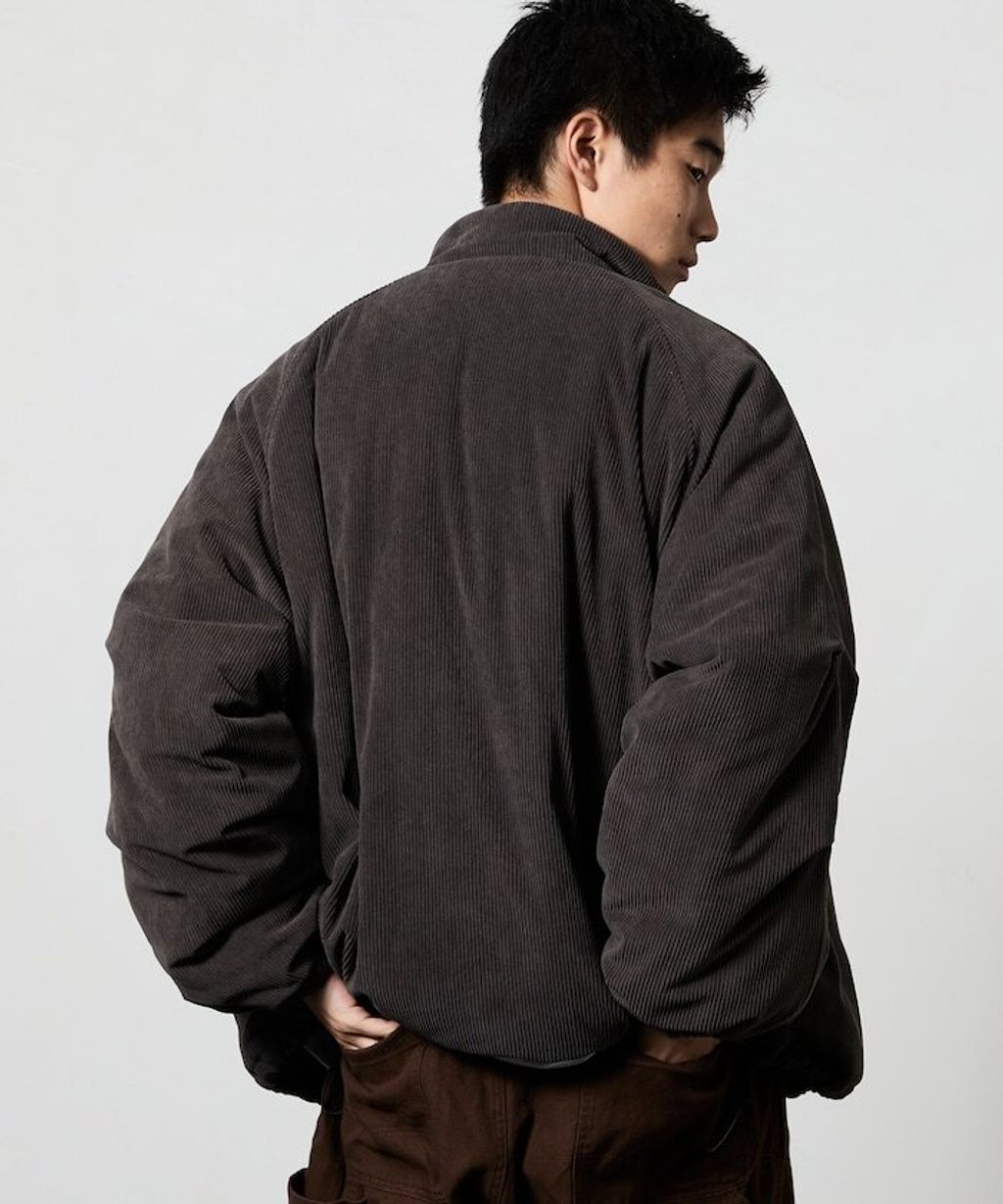 FREAKS STORE 寬鬆版型厚棉保暖燈芯絨立領外套_35