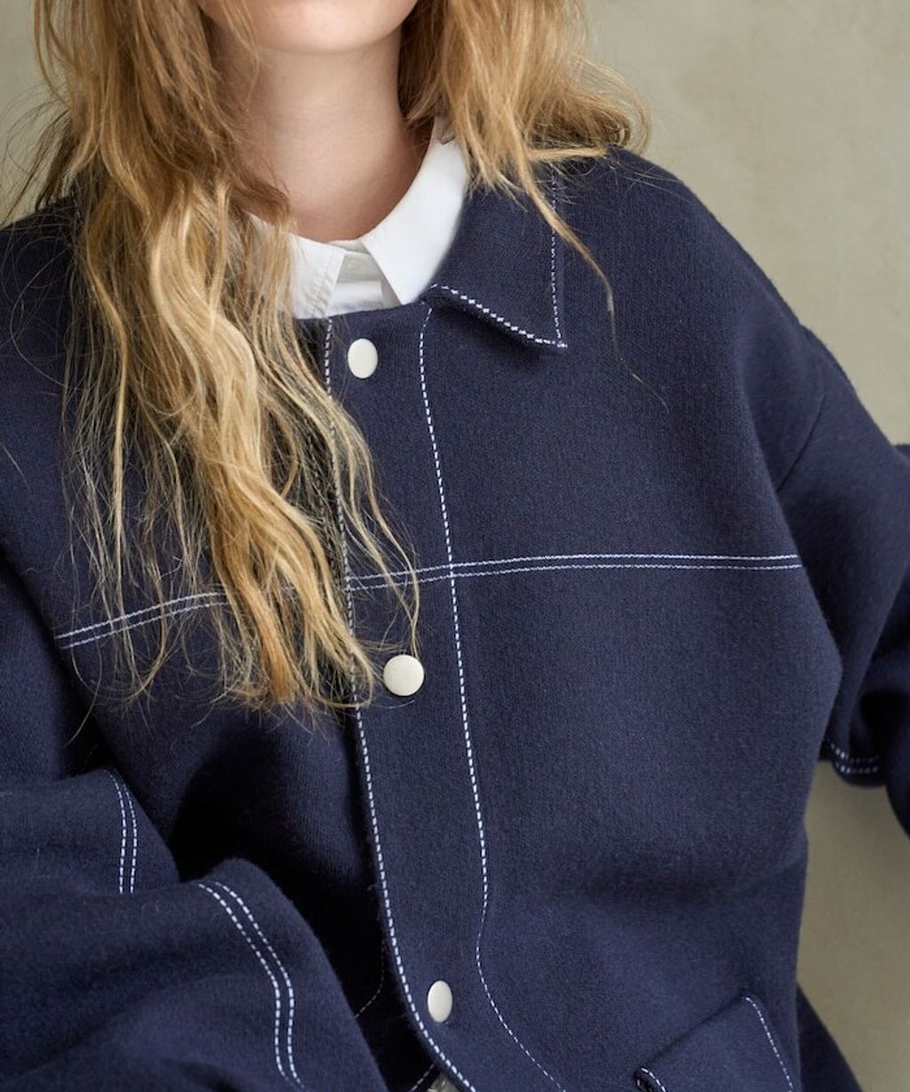 FREAKS STORE 縫線羊毛混紡針織工裝外套_12