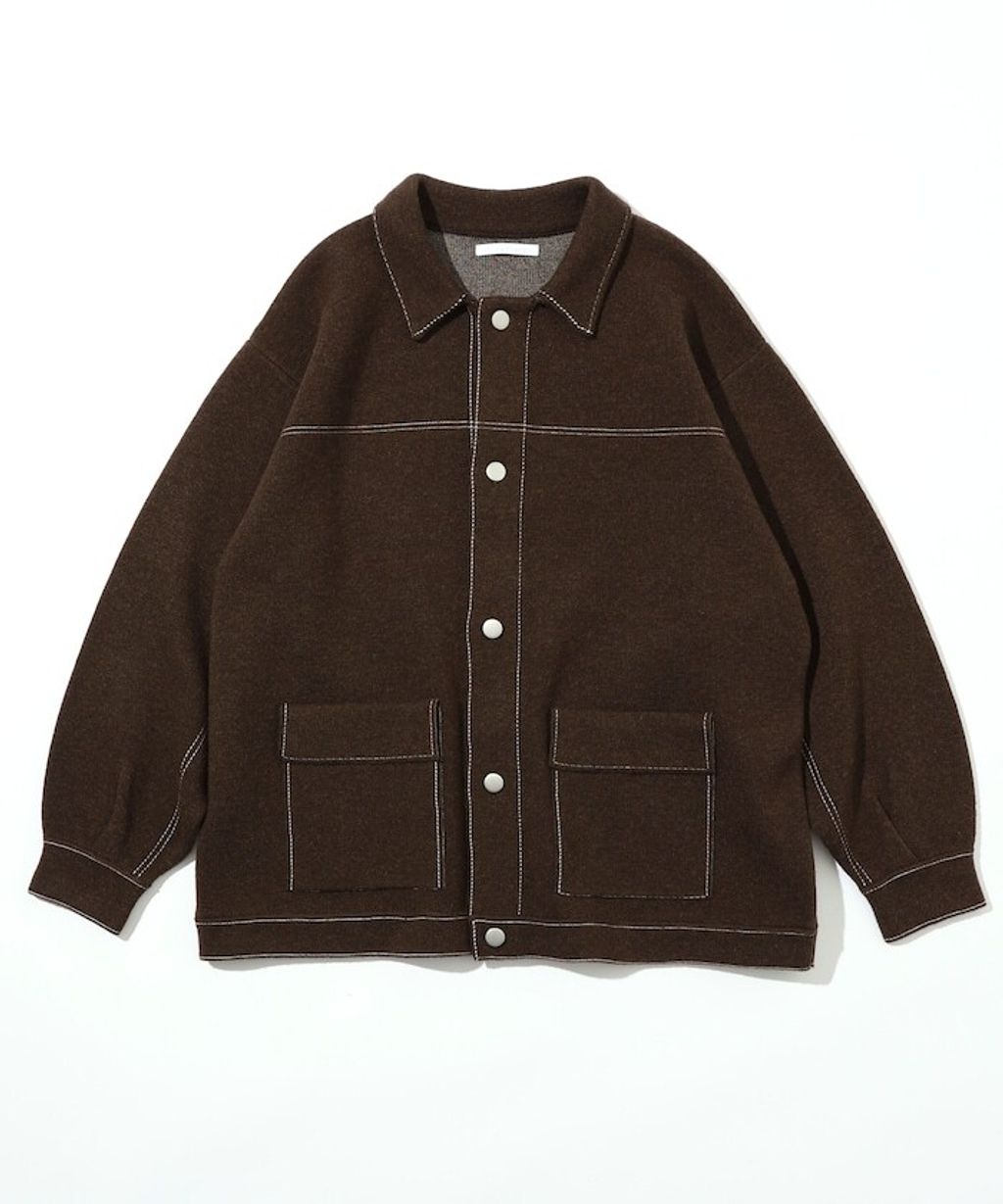 FREAKS STORE 縫線羊毛混紡針織工裝外套_80