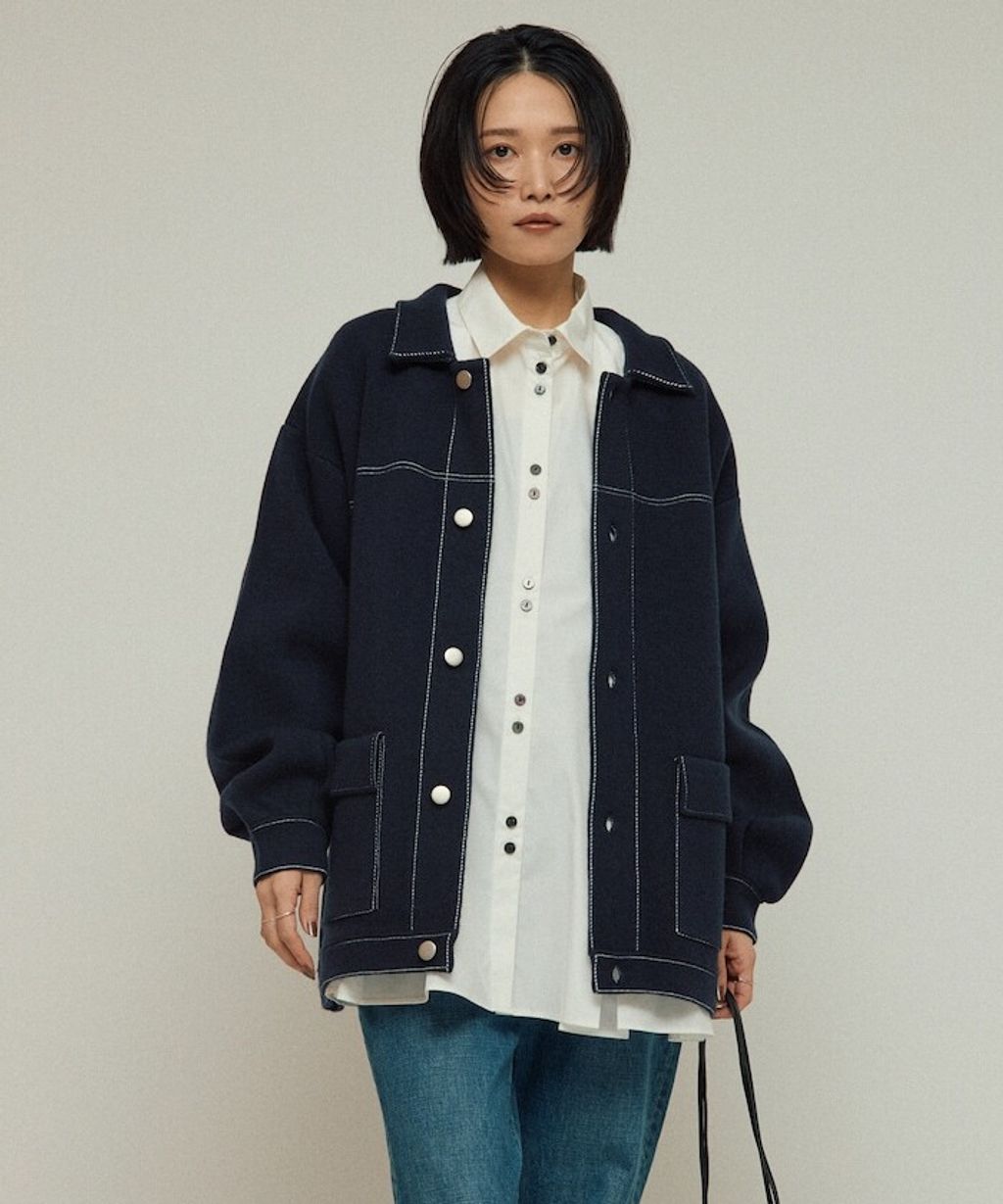 FREAKS STORE 縫線羊毛混紡針織工裝外套_65