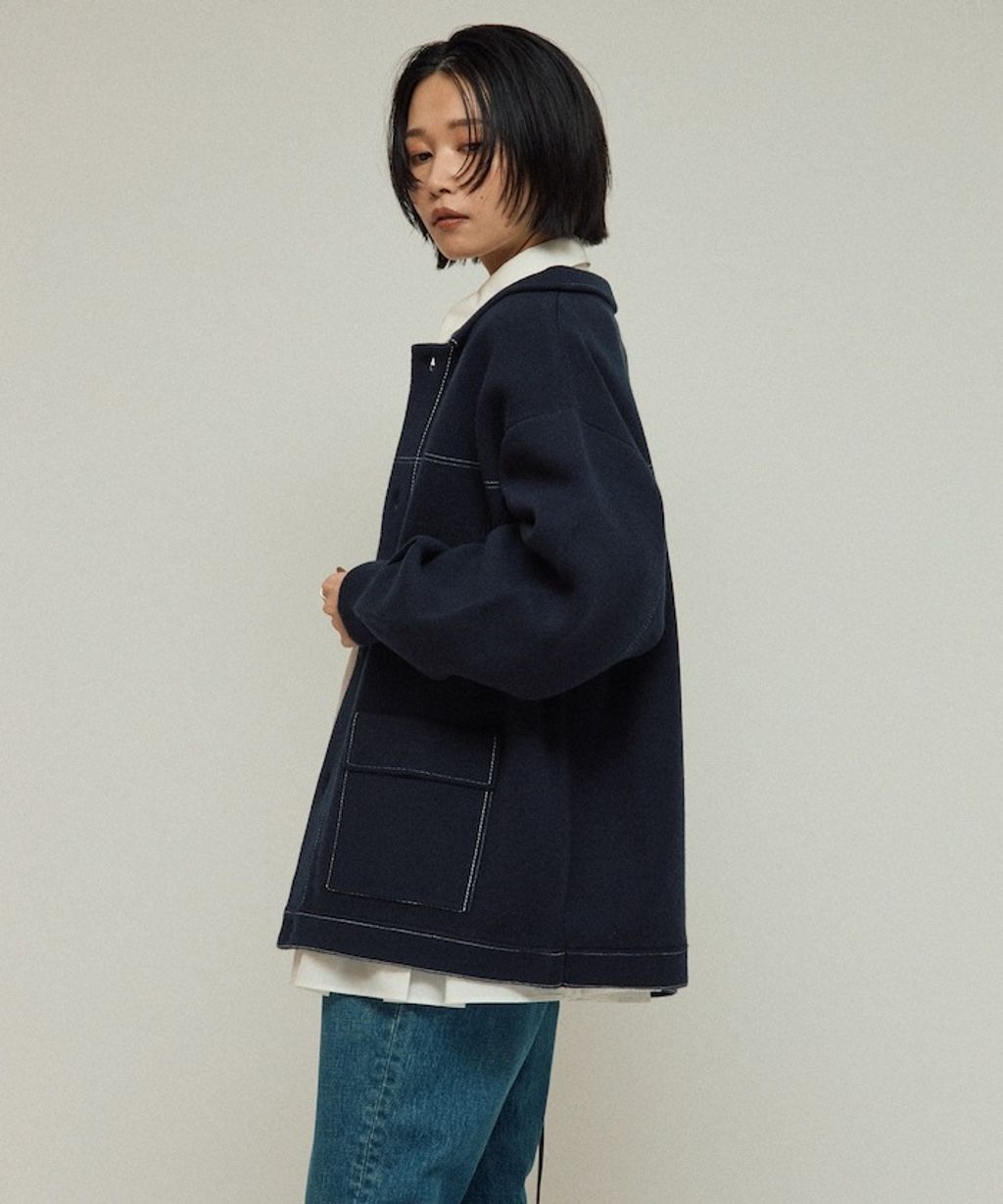 FREAKS STORE 縫線羊毛混紡針織工裝外套_61