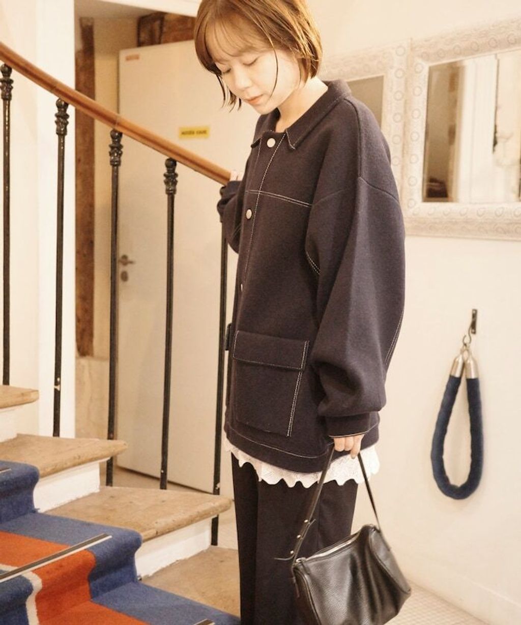 FREAKS STORE 縫線羊毛混紡針織工裝外套_24