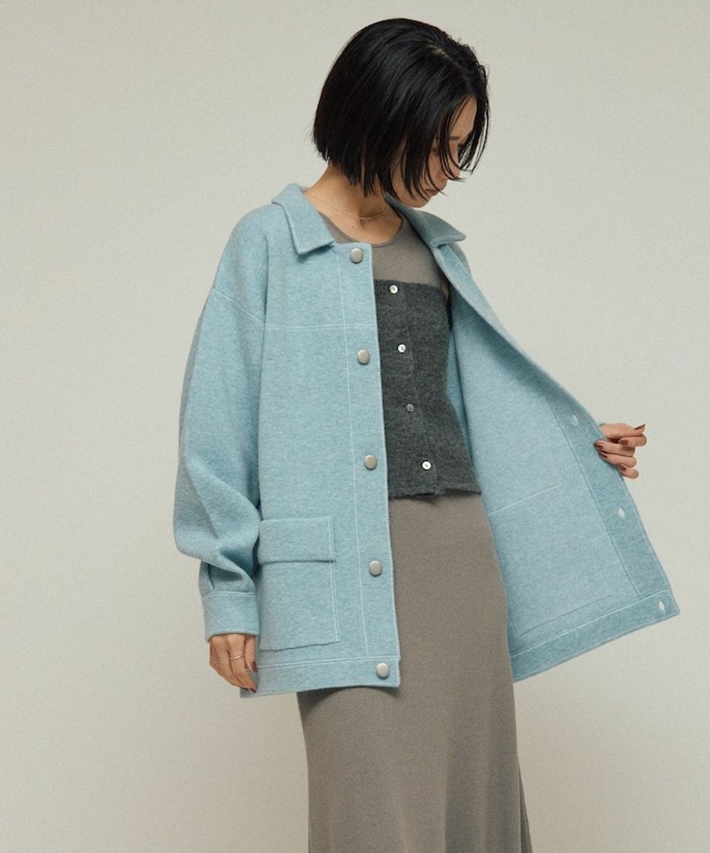 FREAKS STORE 縫線羊毛混紡針織工裝外套_51