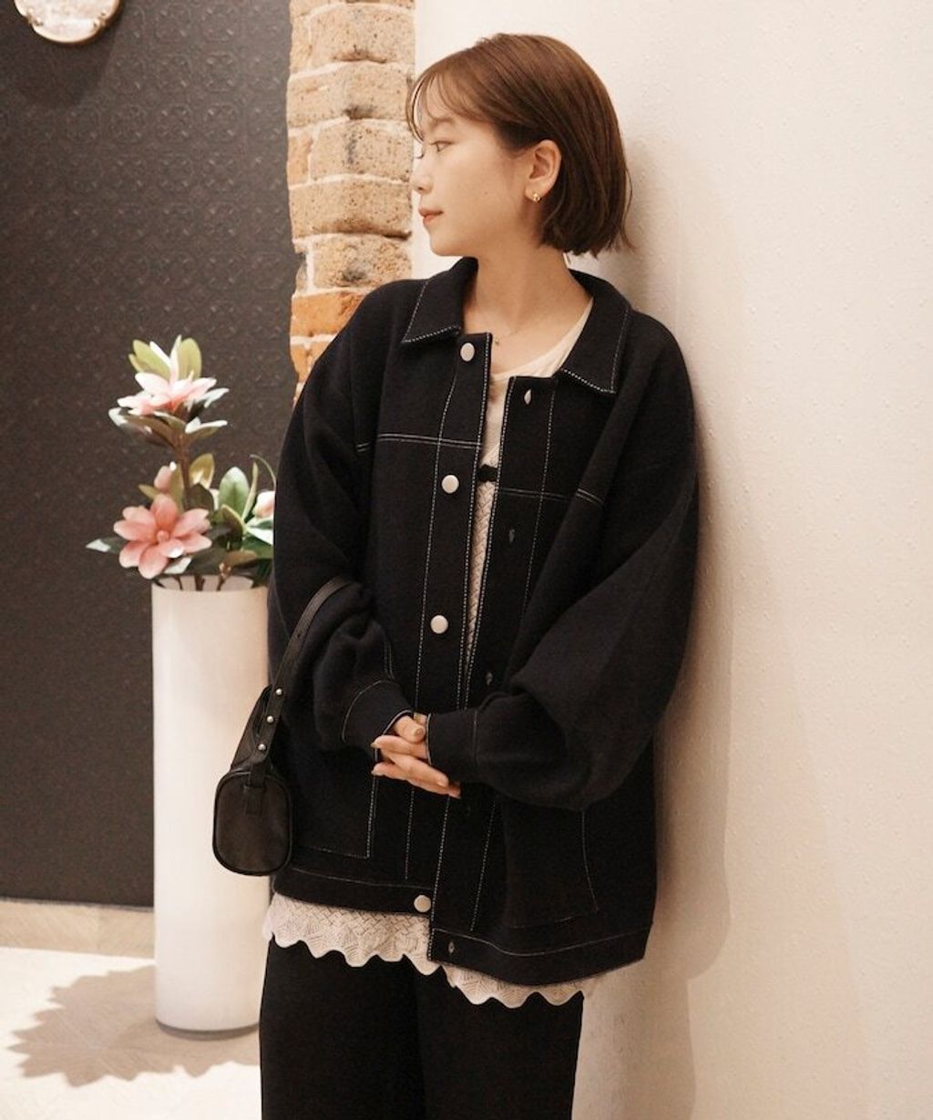 FREAKS STORE 縫線羊毛混紡針織工裝外套_14