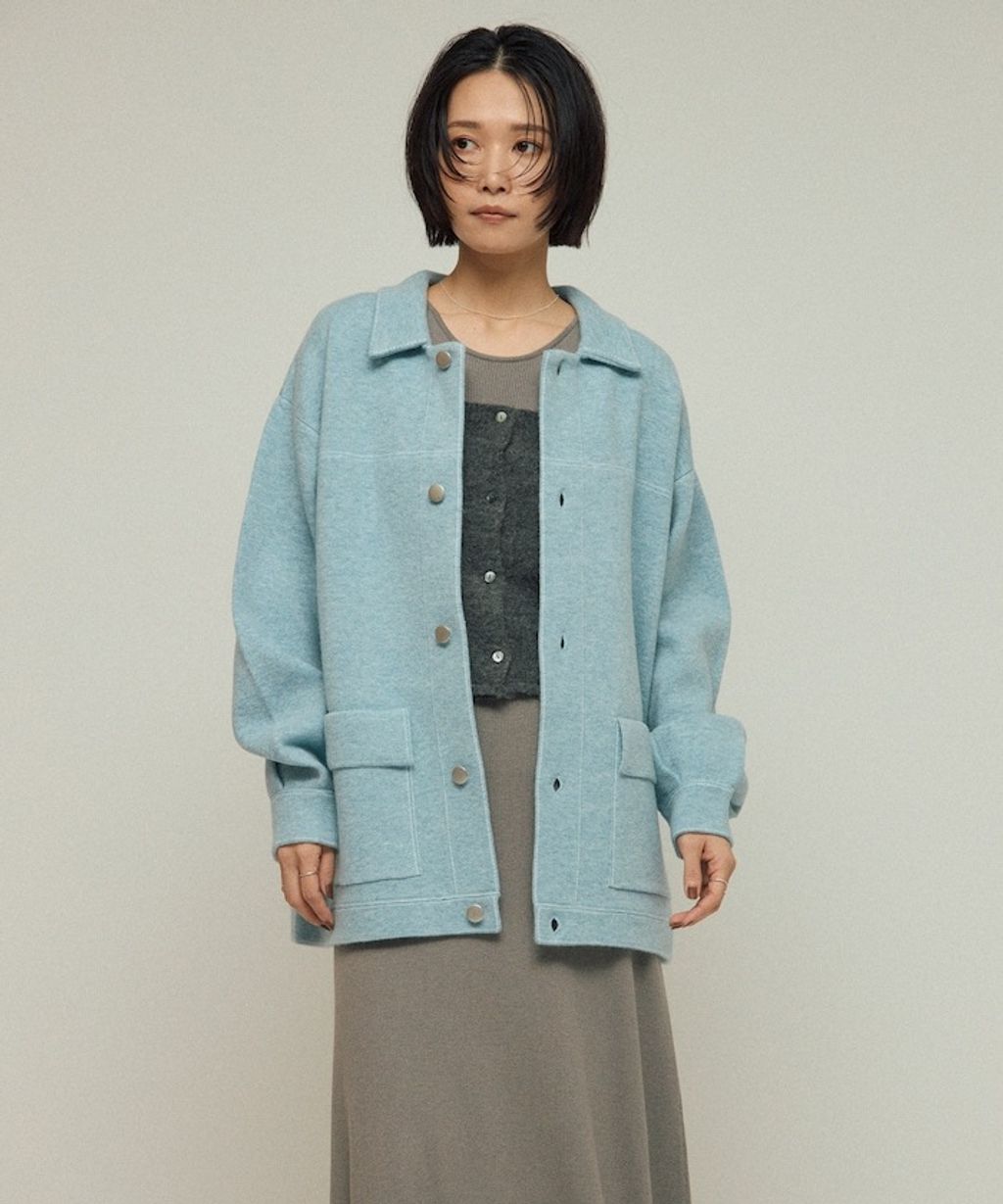 FREAKS STORE 縫線羊毛混紡針織工裝外套_48