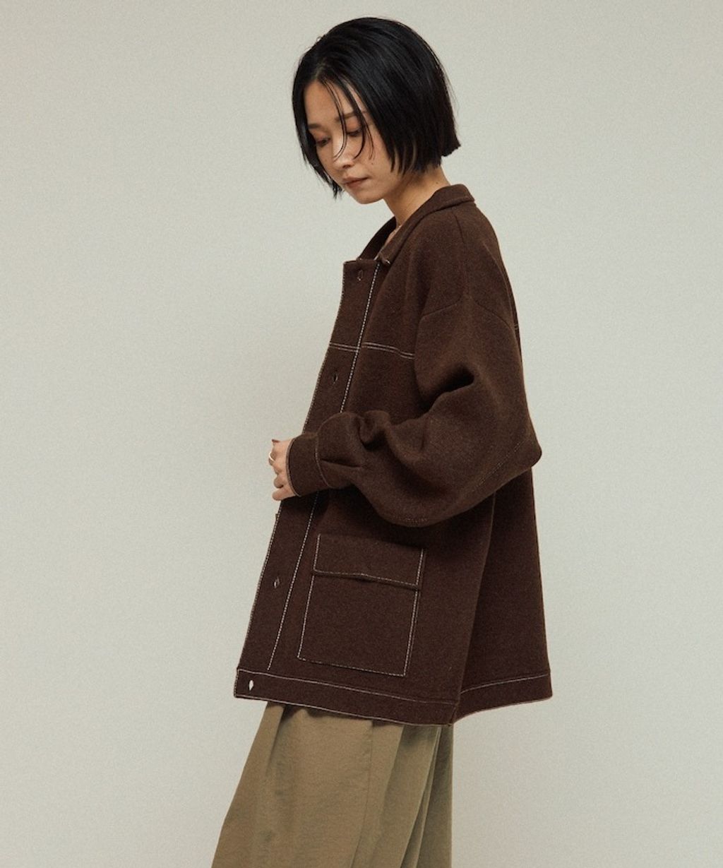 FREAKS STORE 縫線羊毛混紡針織工裝外套_36