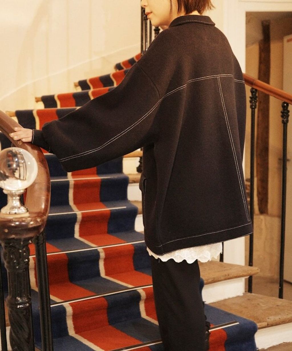 FREAKS STORE 縫線羊毛混紡針織工裝外套_28