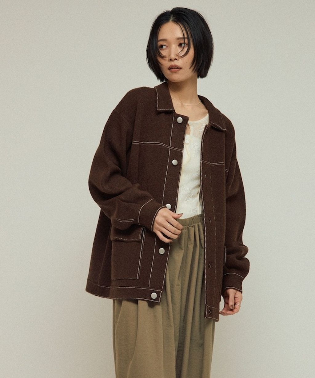 FREAKS STORE 縫線羊毛混紡針織工裝外套_41