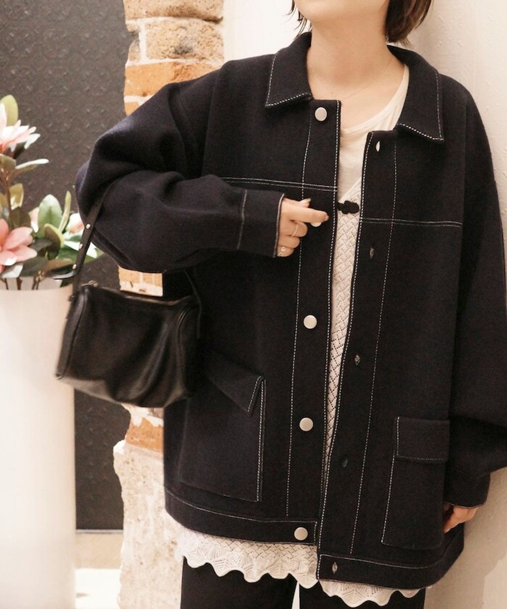 FREAKS STORE 縫線羊毛混紡針織工裝外套_18