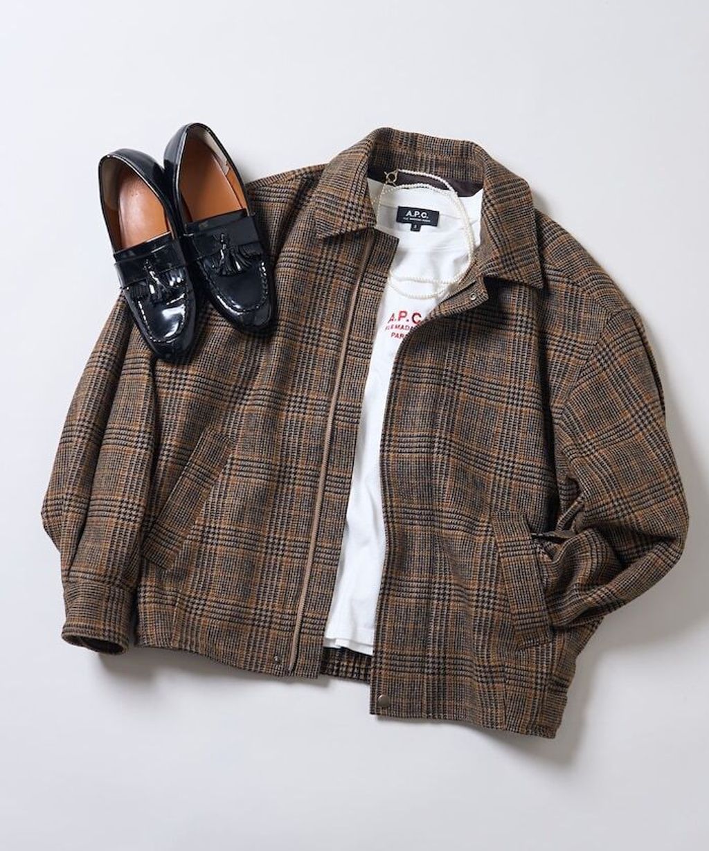 FREAKS STORE 英格蘭產羊毛質感格紋抗變形保暖翻領夾克_1